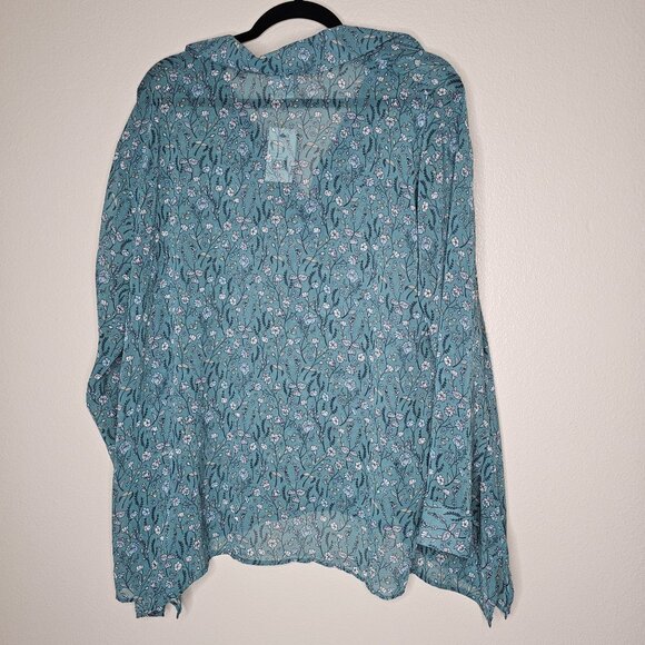 Cabi M Blue Chase Blouse Split Neck Chiffon Romantic Floral Career Office 3761 - Picture 5 of 5